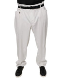 White Cotton Men Dress Tapered Pants - Allure Absolue