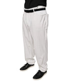 White Cotton Men Dress Tapered Pants - Allure Absolue