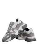 Grey Leather Neoprene Chunky Low Top Squalo Sneakers Shoes Versace