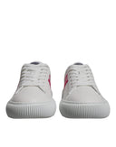 White Pink Greca Print Platform Low Top Sneakers Shoes Versace