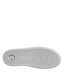 White Pink Greca Print Platform Low Top Sneakers Shoes Versace