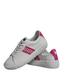 White Pink Greca Print Platform Low Top Sneakers Shoes Versace