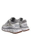 White Trigreca Barocco Print Low Top Sneakers Shoes Versace