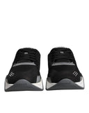 Black Leather Neoprene Chunky Low Top Sneakers Squalo Shoes Versace
