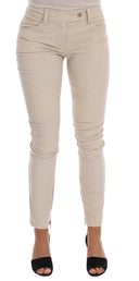 Chic Beige Corduroy Skinny Slim Fit Pants - Allure Absolue