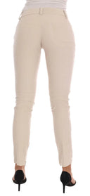 Chic Beige Corduroy Skinny Slim Fit Pants - Allure Absolue