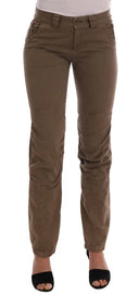 Chic Brown Casual Cotton Pants - Allure Absolue