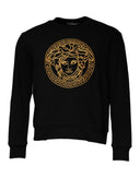 Black Medusa Embroidery Crew Neck Pullover Sweater Versace