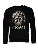 Black Medusa Fleece Men Crew Neck Sweatshirt Sweater Versace