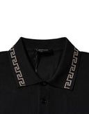 Black Viscose Collared Polo Short Sleeves T-shirt Versace