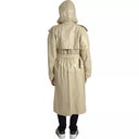 Beige Lambskin Leather Trench Coat Jacket - Allure Absolue