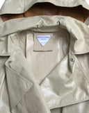 Beige Lambskin Leather Trench Coat Jacket - Allure Absolue