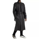 Black Leather Men Waterproof Trenchcoat Jacket - Allure Absolue