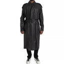 Black Leather Men Waterproof Trenchcoat Jacket - Allure Absolue