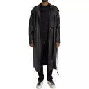 Black Leather Men Waterproof Trenchcoat Jacket - Allure Absolue