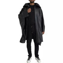 Black Leather Hooded Men Trenchcoat Jacket - Allure Absolue