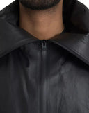 Black Leather Hooded Men Trenchcoat Jacket - Allure Absolue