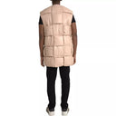 Beige Quilted Sleeveless Calf Leather Jacket - Allure Absolue