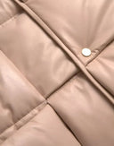 Beige Quilted Sleeveless Calf Leather Jacket - Allure Absolue