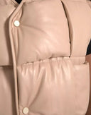 Beige Quilted Sleeveless Calf Leather Jacket - Allure Absolue