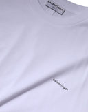 White Logo Cotton Crew Neck Short Sleeves T-shirt Balenciaga