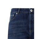 Blue Cotton Straight-Leg Jeans