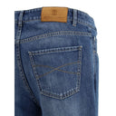 Blue Cotton Straight-Leg Jeans