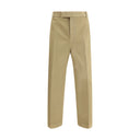 Beige Cotton Casual Pants