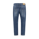 Blue Cotton Straight-Leg Jeans