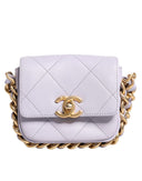 Blue Quilted Calfskin Framing Chain Flap Mini crossbody Bag Chanel