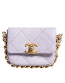 Blue Quilted Calfskin Framing Chain Flap Mini crossbody Bag Chanel
