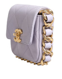 Blue Quilted Calfskin Framing Chain Flap Mini crossbody Bag Chanel