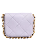 Blue Quilted Calfskin Framing Chain Flap Mini crossbody Bag Chanel
