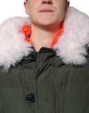 Green Hooded Long Sleeves Fur Shearling Jacket Dsquared²