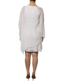 White Floral Embroidery Viscose Chiffon Shift Dress Blumarine