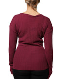 Maroon Jumper Keyhole Knit Pullover Sweater Roberto Cavalli