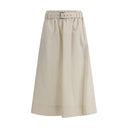 Cream Wide Long Skirt Brunello Cucinelli