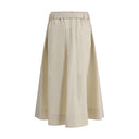 Cream Wide Long Skirt Brunello Cucinelli