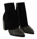 Black Suede Studded Heels Ankle Boots Shoes Philipp Plein