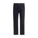 Black Cotton Straight-Leg Jeans