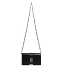 Black Calfskin Leather Chain Strap Shoulder Crossbody Bag Versace