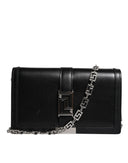 Black Calfskin Leather Chain Strap Shoulder Crossbody Bag Versace