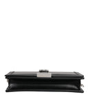 Black Calfskin Leather Chain Strap Shoulder Crossbody Bag Versace