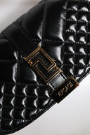 Black Calf Leather Quilted Shoulder Strap Bag Versace
