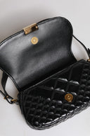 Black Calf Leather Quilted Shoulder Strap Bag Versace