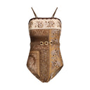 Brown Polyamide One-Piece Swimsuit