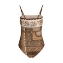 Brown Polyamide One-Piece Swimsuit