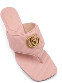 Mystic Pink Nappa Charlotte Leather Sandals Gucci