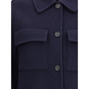 Blue Fleece Wool Coat