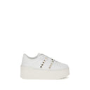 White Calf Leather Bos Taurus Platform Sneakers